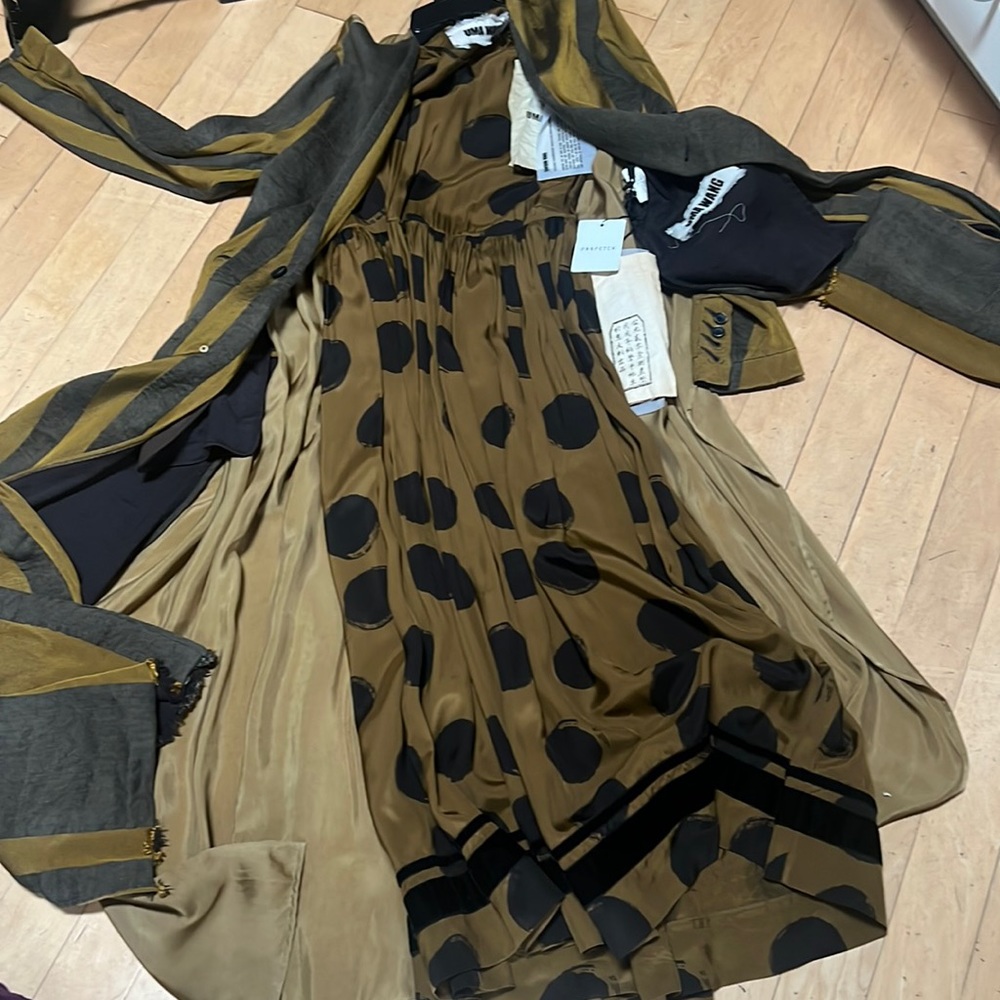 Uma Wang dress and coat olive green silk and linen S NWT